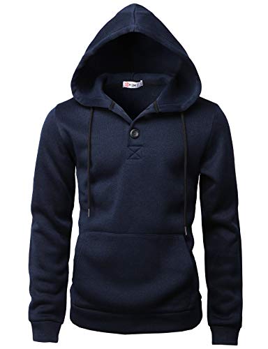 H2H Men Casual Hoodies Long Sleeve Sweatshirts Thermal Pullovers with Pocket Navy US 2XL/Asia 3XL (CMOHOL057)