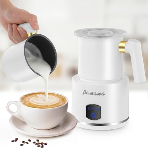 Panana Milk Frother, 4-in-1 430ml Electric Milk Steamer, Smart Touch Control, Hot Milk,Cold Warm Milk Foam for Latte Coffee Cappuccino