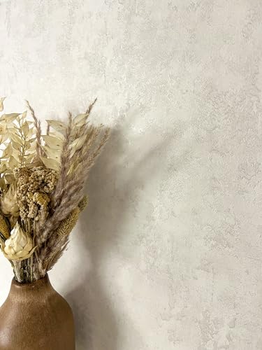 Newroom Papel pintado Crema Concreto Tejido no Tejido - Moderno Blanco Escayola Lava Industrial