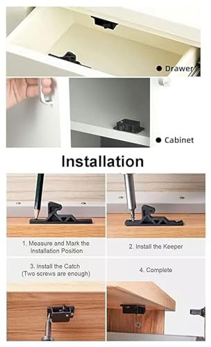 8 Stück Schranktür verriegelung wohnmobil,schranktür verriegelung wohnwagen,Wohnmobil-Schubladenriegel und -verschlüsse,Geeignet für Schränke, Schubladen, Wohnwagentüren und mehr (Schwarz)