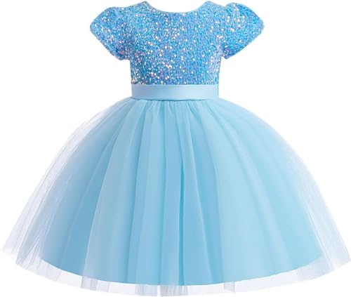 Netra Creation Baby Girls Short Sleeve Net Fit and Flare Knee-Length Frock Dress