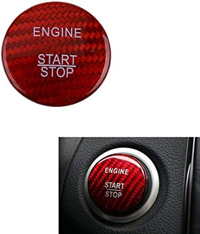 Engine Button Trim,Carbon Fiber Engine Start Button Cover Cap Stop Push Button Cover Trim For Mercedes Benz C GLC W205 Ignition Starter Switch Knob Decoration Stickers (Red)