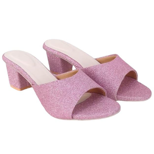 Image of Women's Block Heel Sandals - Open Toe Slip-On Dress Heels for Wedding & Party, Cushioned Comfort Insole, Stylish Synthetic Leather