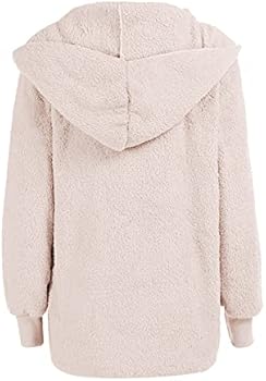Winterjas voor dames, warm jack met capuchon van imitatiebont voor dames, winter, lange jas, mantel, vrouwen, winter, cardigan met zak, lange overgangsjas, pluche jas met bont, beige, XL