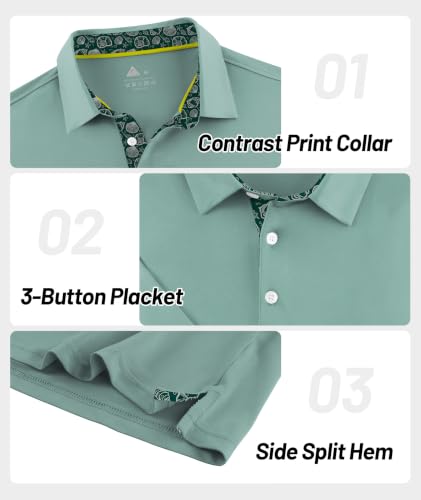 Image of ZITY Golf Shirts for Men Short Sleeve Moisture Wicking Solid Performance Designed Print Collared Casual Polo Shirt