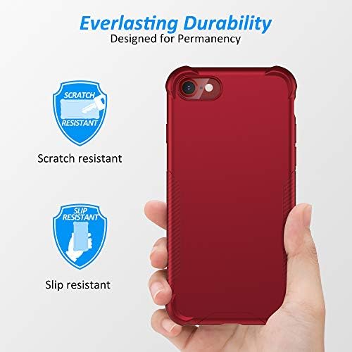 ORETech for iPhone SE 2022 Case, iPhone SE 2020 Case iphone 7/8 with[2x Tempered Glass Screen Protector]Full Body Heavy Duty Slim Hard PC Soft TPU Protective Cover Compatible with iPhone SE 3- Red