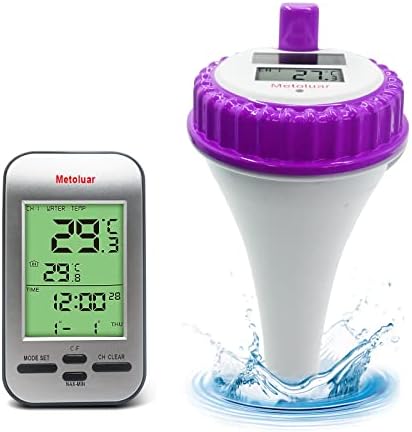 Pool Thermometers Digital, Wireless Pool Thermometer Floating Easy Read, Pond Thermometer for Outdoor Koi Pond Swimming Pools, Hot Tubs, Small Ponds, Aquariums（Purple）.