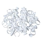 G2PLUS Disposable Plastic Nail Art Tattoo Glue Holder Eyelash Extension Rings Adhesive Pigment Holders Finger Hand Beauty Tools (white-300 PCS)