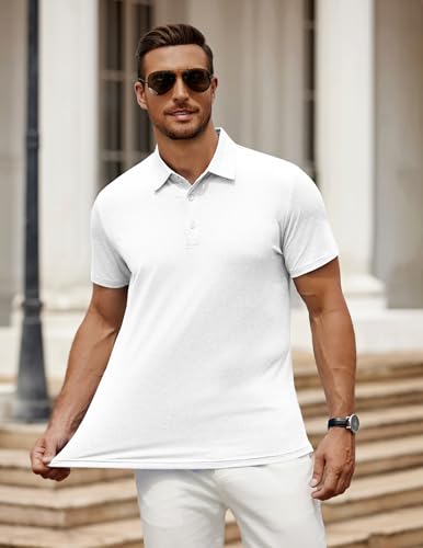 Image of COOFANDY Men's Polo Shirt Golf Quick Dry Performance Short Sleeve Moisture Wicking Athletic Polo Collared Tennis T-Shirt