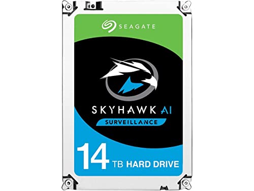 Seagate Skyhawk AI 14TB Surveillance Internal Hard Drive HDD–3.5 Inch SATA 6Gb/s 256MB Cache with Drive Health Management + 3-Year Rescue Service (ST14000VE0008)