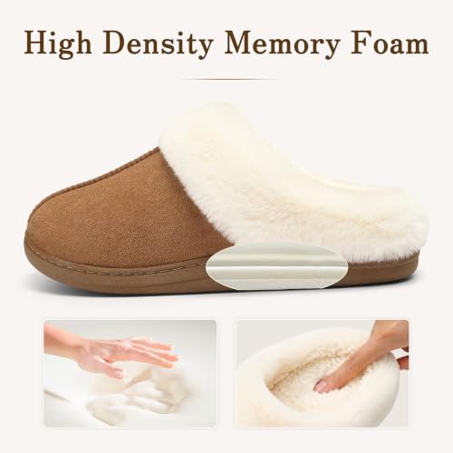 Image of Evshine Women's Memory Foam Fuzzy Slippers Cozy House Shoes