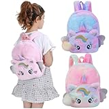Mochila Bolsa Infantil De Pelúcia Fofa De Unicórnio Para Meninas Bolsinha Pelúcia(Colorido)