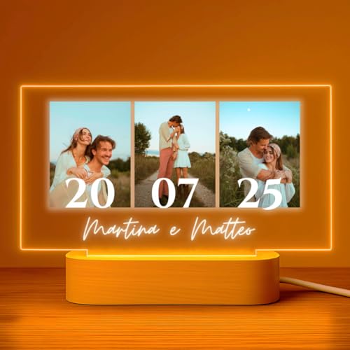 Cristal Plaque Lampada con Foto Personalizzata Coppia – Lampada Coppia