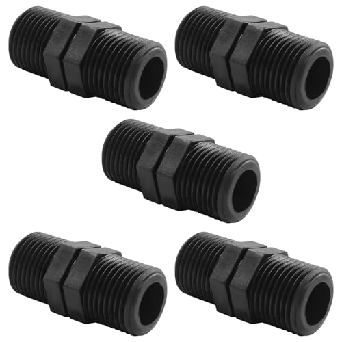 OSVJE 10 Pcs Double Male Pipe Thread Head Pipe Riser, 1/2 Inch MPT Connector Straight Coupling, 1/2 Male to 1/2 Male Coupling for Garden Lawn Irrigation System