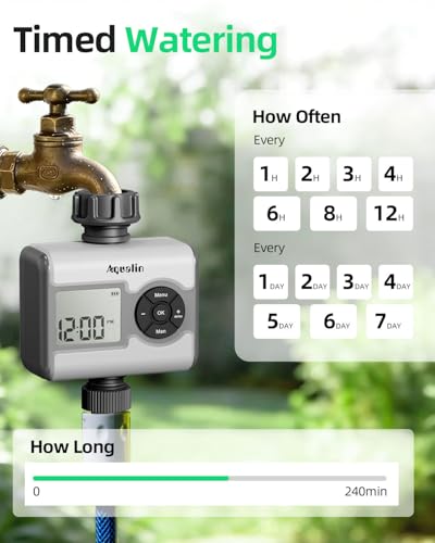 Image of Single Zone LCD Ball Valve Water Timer for Garden | 3 Independent Watering Programs | Works at Zero Pressure | Universal Tap Adapter Included | Rain Sensor Port