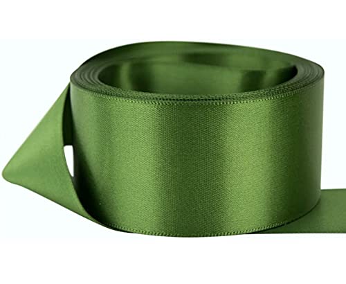 Satin Ribbon. 38mm Wide - 5 Meters (Olive Green) Perfect for Gifts Wrap Sew Party, Decorations Events Dress Wedding Christmas Crafts, Bows Car, DIY, Bouquets, Cake More