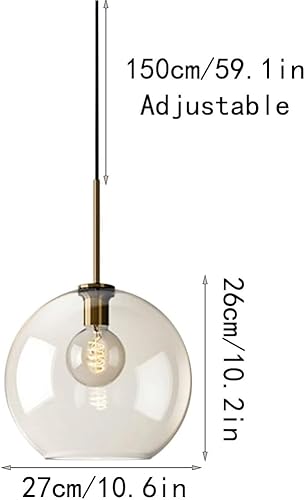 Miniatura 5 de Luces colgantes para isla de cocina, globo nórdico, pantalla de vidrio transparente, iluminación colgante de techo con acabado de metal, lámpara de