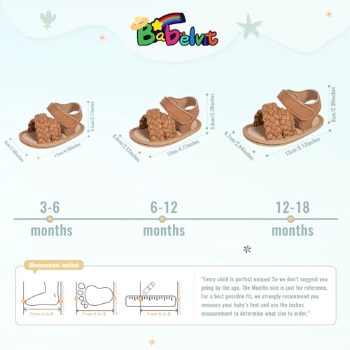 Image of Babelvit Infant Baby Girl Boy Sandals Comfort Premium Summer Outdoor Casual Beach Shoes with Flower Bowknot Anti Slip Rubber Sole Newborn Toddler Prewalker First Walking Shoes