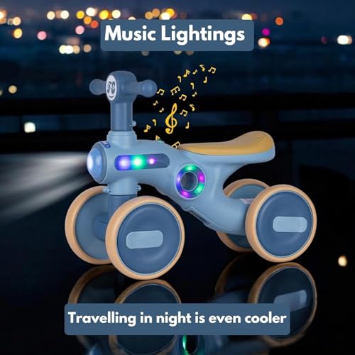 Image of Little Glide Ride on Balance Bike for 1-3 Years| Musical Ride-On Toy with LED Lights | Safe, Sturdy & Fun Indoor Toy| Suitable for Boys & Girls | Weight Capacity Up to 20Kgs(KB-065-Blue)