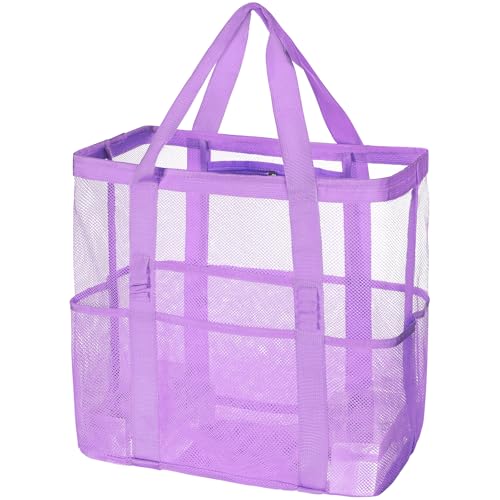 Tavaleu Mesh Beach Bag, Large Capacity Beach Tote, Multi Pockets, Sandproof