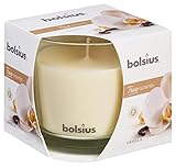 Seguridad garantizada BOLSIUS Vela perfumada de cristal grande de vainilla, cera, color blanco