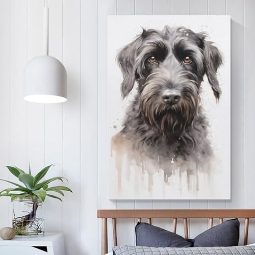 aaaaab Leinwandbild, Motiv: Schwarzer Russischer Terrier, für Schlafzimmer, Wohnzimmer, Kinder, Mädchen, Jungen, Geburtstagsfeier, Geschenk, Kunstwerk, 20 x 30 cm