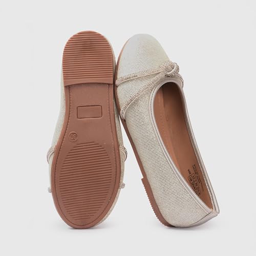 Image of toothless Kids Girls Belly Shoes | Shimmer Ballerinas with Rhinestone Detail | Comfortable Slip-On Ballet Flats, Festive Occasions & Weddings