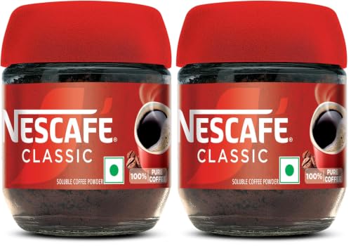 Image of NESCAFE Classic Instant Coffee Powder | Great start to your morning | 100% Pure Coffee | 24g Jar (Pack of 2)