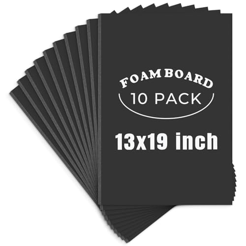 AUEAR, 10 Pack 13x19 Black Foam Boards, Foam Core Poster Board for Display, Mounting, Print, Presentation and Projects, 3/16'' Thick