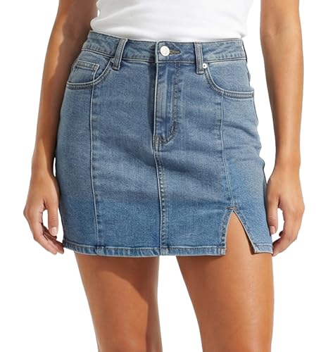 Mini Denim Skirt for Women UK, Women's Short Jean Skirts Womens Skort Cargo Skorts Dresses High Rise Jeans Shorts Dress, Ladies Blue Cowgirl Sexy Summer Cotton Stretch Stretchy Miniskirt with Pockets