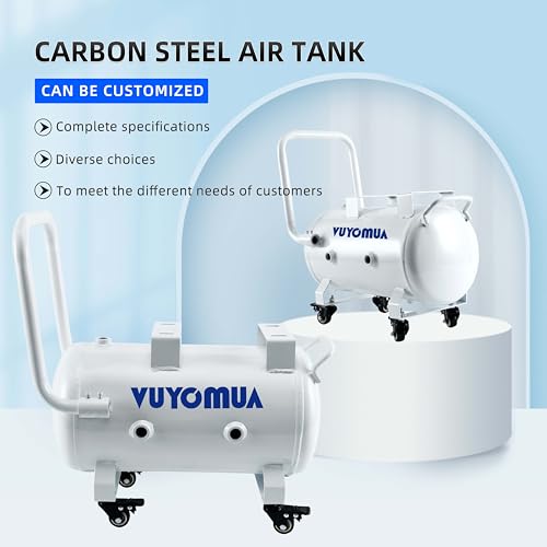 Image of 5-Gallon Horizontal Portable Storage Air Tank Carbon Steel Reservoir Tank with NPT Port and Rolling Caster (5 Gallon)