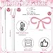 Honeydak 18 Pcs Bow Glass Straws and Drink Markers Shatter Resistant Pink Bow Glass Straws with Brushes Cute Reusable Coquette Drink Markers Bows Party Decor for Women Wedding Bridal Party Supplies
