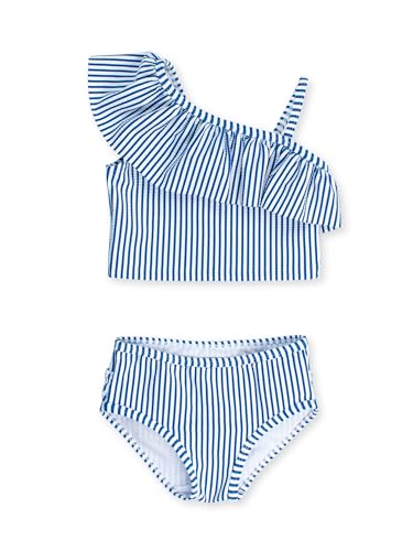 Image of RuffleButts Girls UPF50+ Sun Protection One Shoulder Ruffle Tankini Two Piece Swimsuit