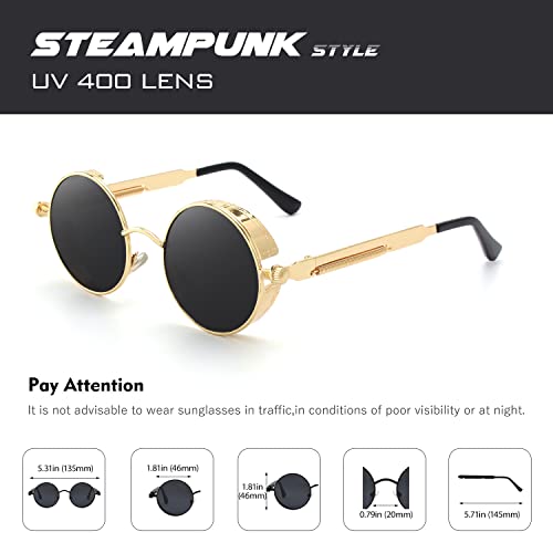 Image of CGID Retro Steampunk Round Polarized Sunglasses Men Womens Metal Circle Frame UV400 Protection E72