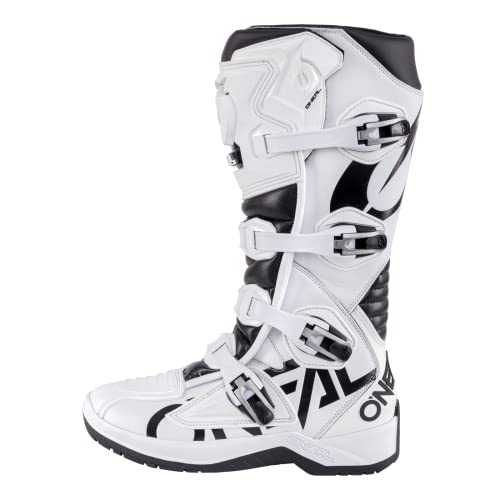 O'NEAL | bottes de motocross | Enduro Motocross | semelle antidérapante pour une adhérence maximale, partie du talon ergonomique, doublure perforée | bottes RMX | adulte | noir et blanc | taille 43