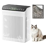 Air Purifiers for Home Large Room up to 2200sq.ft, EVALIT Air Purifier for Bedroom with PM2.5 Air Quality Display and Fragrance, HEPA Filter for Pet Hair Odors Smoke Dust, Ivory, 1Pack