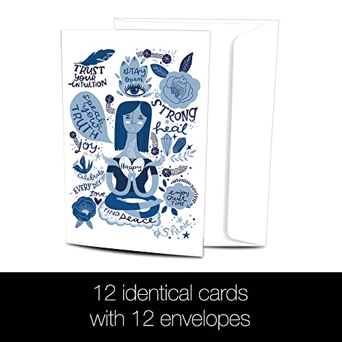 Image of Tree-Free Greetings - All Occasion Cards - Artful Designs - 12 Cards + White Envelopes - Made in USA - 100% Recycled Paper - 4 x 6 - Find Peace (FS54318)