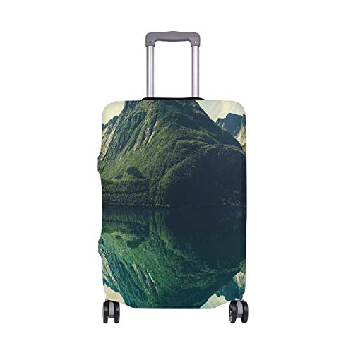 Preisvergleich Produktbild SUHETI Kofferschutzhülle Gepäck Cover Reisekoffer HülleKurze Bäume der Gebirgsscharfen Spitzen reflektierten Sich zum ruhigen SeeKofferschutz Luggage Cover GepäckabdeckungXL29-32 in