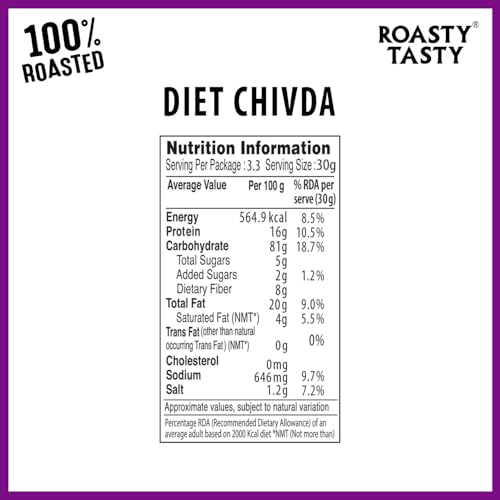 Image of Roasty Tasty Diet Chivda | Gluten-Free Roasted Chiwda with Rice & Jowar Flakes | No Onion No Garlic Millet Namkeen | Light & Crunchy Tea-Time Roasted Non Fried Snack | Low Calorie Palm Oil Free Namkeen | 100g x 4 Packs | Indian Mixture