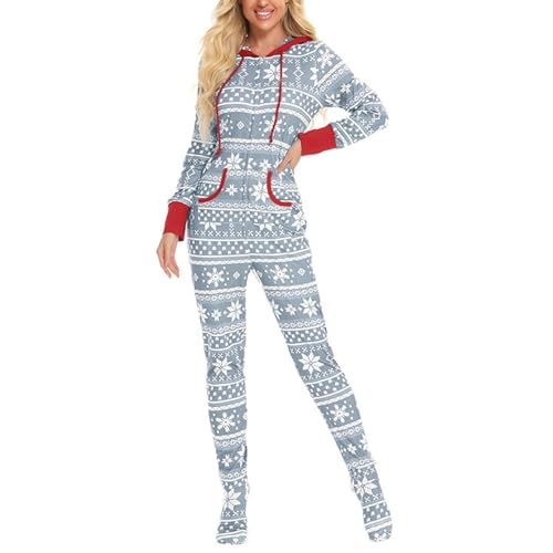 LKRSEEF Pyjama Polaire Femme Pilou-Pilou Combinaison Hiver Sexy Onesie Pijamas Coton Grande Taille Chaud Grenouillère Adulte Gris XL Douillet