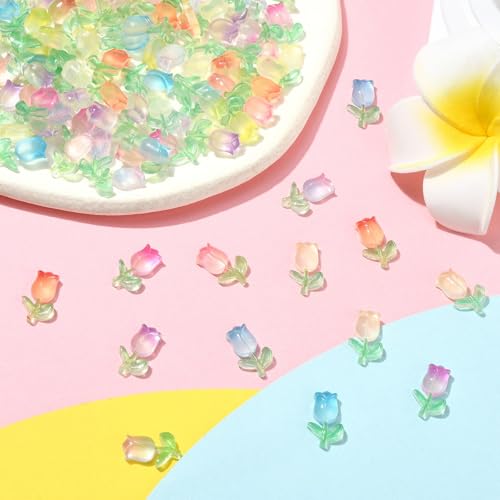Cabochons floraux phosphorescents en résine pour bijoux Lot de 200