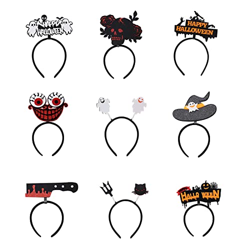 ZFFLYH 9 Pack Halloween Bandons De Sorcière Spider Bandbands Bat Skull Headswear for Halloween Party Cosplay Accessoires,C Cover