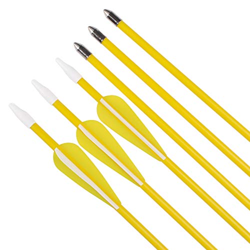 Elong Fiberglass Arrows Archery 24 Inch Yellow Shooting Targeting Recurvebow for Youth Kids Children Beginner Safe Point(6pcs) - Thumbnail 5