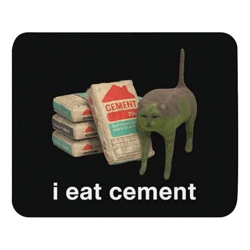Funny I Eat Cement Cat Cursed Mouse Pad Non-Slip Gaming Mouse Pad Computer Pc Cat Meme Mousepad Rubber Base for Office Home Gift Cats Lover Gift Cursed I Eat Cement