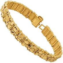 LIFETIME JEWELRY 13mm Rugged Nugget Link Bracelet for Men and Women 24k Gold Plated 8