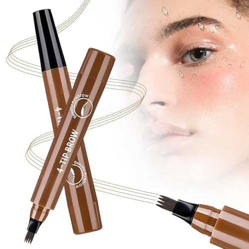 2PC Microblading Eyebrow Pencil for Women, 2026 New 3D Waterproof 4-Tip Magic Eyebrow Pencil With Micro-Fork Tip,Easy to Create a Natural Makeup Look, Suitable For All day use(Dark Brown)