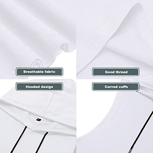 Babioboa Men's Sleeveless Bodybuilding Breathable Hoodies Dry Fit Comfortable Jogging Hooded Tank Tops(White, Large)