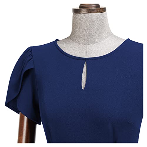 Image of AISIZE Women's Elegant Puff Sleeves Keyhole Neck Cocktail Party Pencil Dress