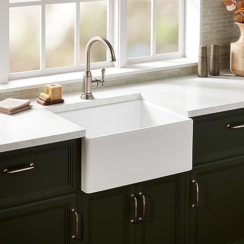 Signature Hardware 953910-24 Rowena 24" Farmhouse Single Basin Fireclay Kitchen Sink - White