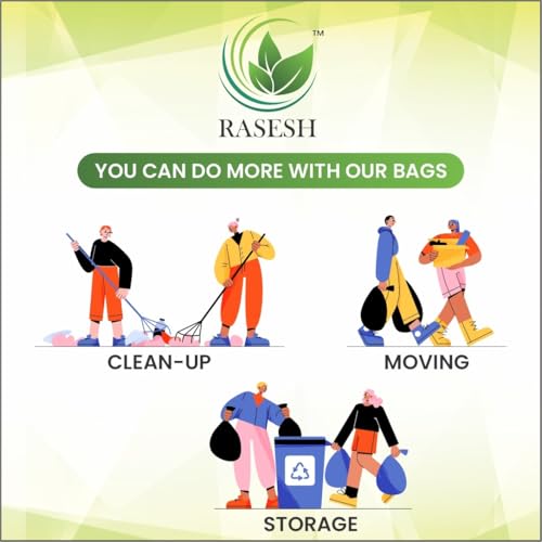 Image of Premium Garbage Bags | 42 X 48 Inches (Jumbo XL)| 10 Count (Pack of 1) | Dustbin Bags | Trash Bags | Black Colour